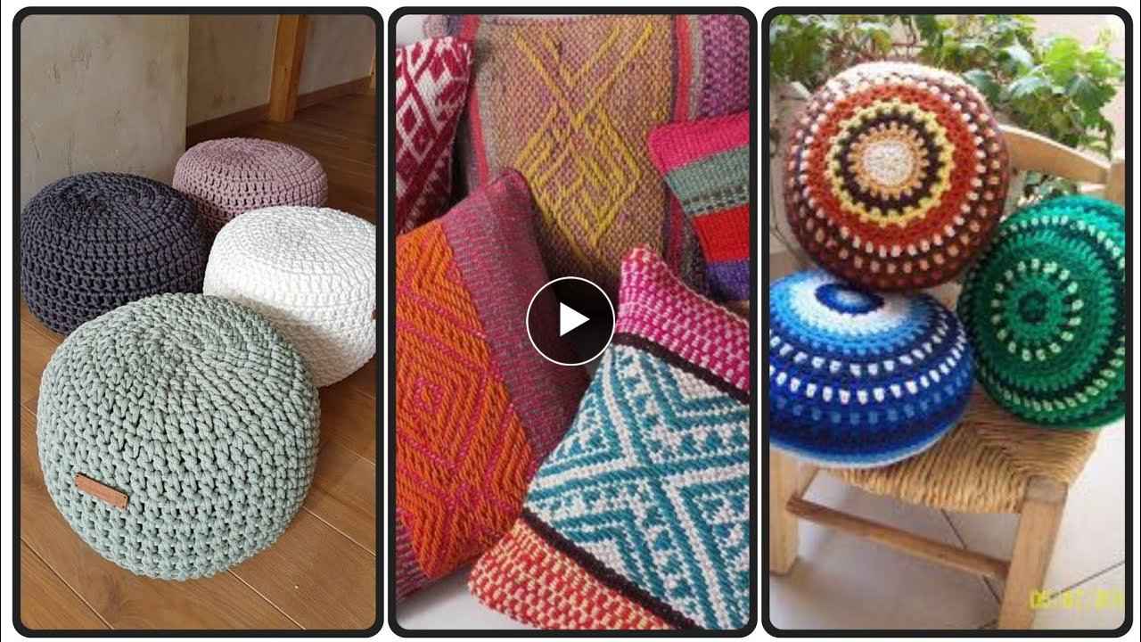 Floor seating ideas for living room knit floor cushion Pattern