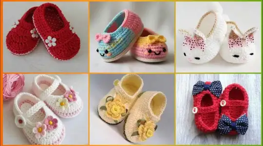 Beautiful Handknitted Crochet New Born Baby Girl's Shoes/Baby Booties
